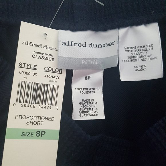 New Alfred Dunner Navy Blue Pant Size 8P - Picture 3 of 3